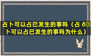 占卜可以占已发生的事吗（占 🐋 卜可以占已发生的事吗为什么）